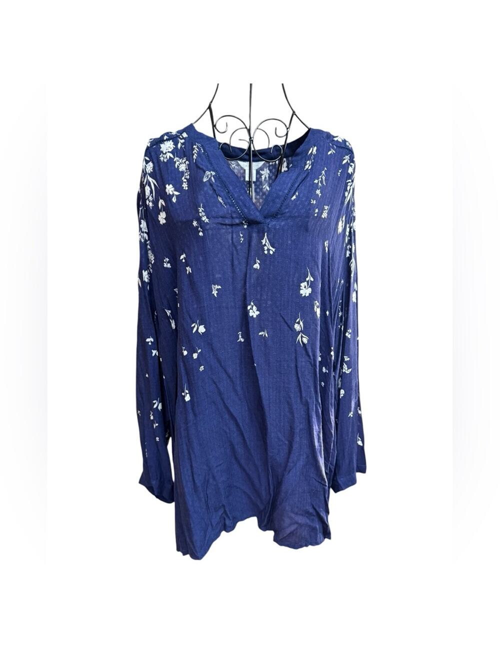 NWT Caslon (Nordstrom) Blue Floral Lightweight Blouse XL